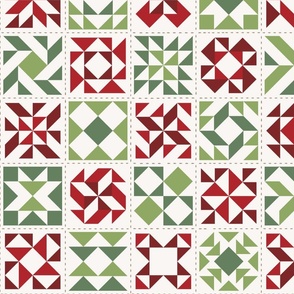 Quilting Blocks Patchwork Christmas Colors Red Green Large Scale