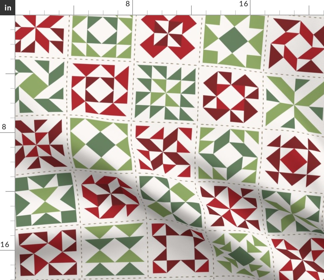 Quilting Blocks Patchwork Christmas Colors Red Green Large Scale