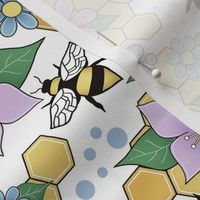 Colorful Purple Floral Bee Pattern