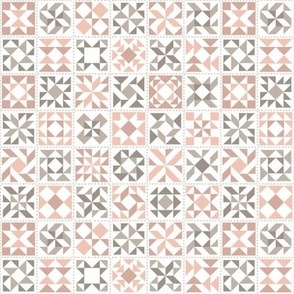 Quilting Blocks Patchwork Pink Grey Small Scale