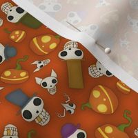 skulls n pumpkins small-orange