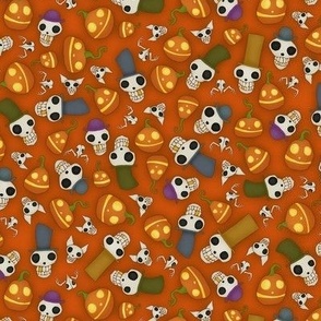 skulls n pumpkins small-orange