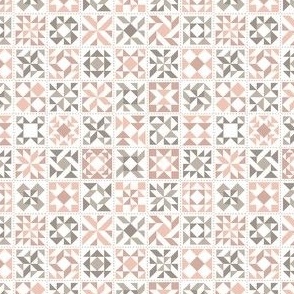 Quilting Blocks Patchwork Pink Grey Ditsy Scale