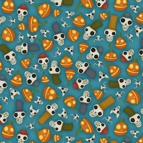 skulls-n pumpkins small-teal