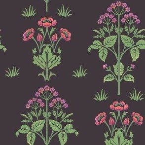 William Morris Meadow-Sweet, Purple/Green/Brown SMALL Scale