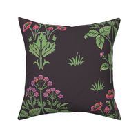 William Morris Meadow Sweet, Purple/Green/Brown LARGE Scale