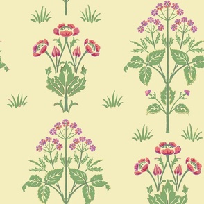 William Morris Meadow Sweet Purple/Green/Yellow        LARGE Scale