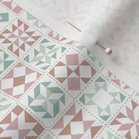 Quilting Blocks Patchwork Pink Turquoise Small Scale