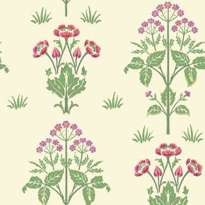 William Morris Meadow Sweet Purple/Green/PALE-yellow SMALL Scale