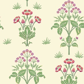 William Morris Meadow Purple/Green/PALE-yellow  LARGE Scale