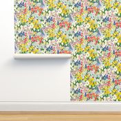 pretty meadow floral on light pink, large scale