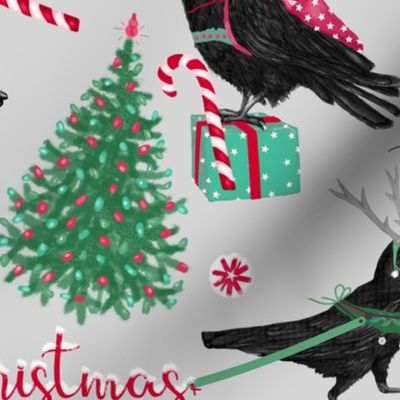 Xmas Crows Help Santa Claus