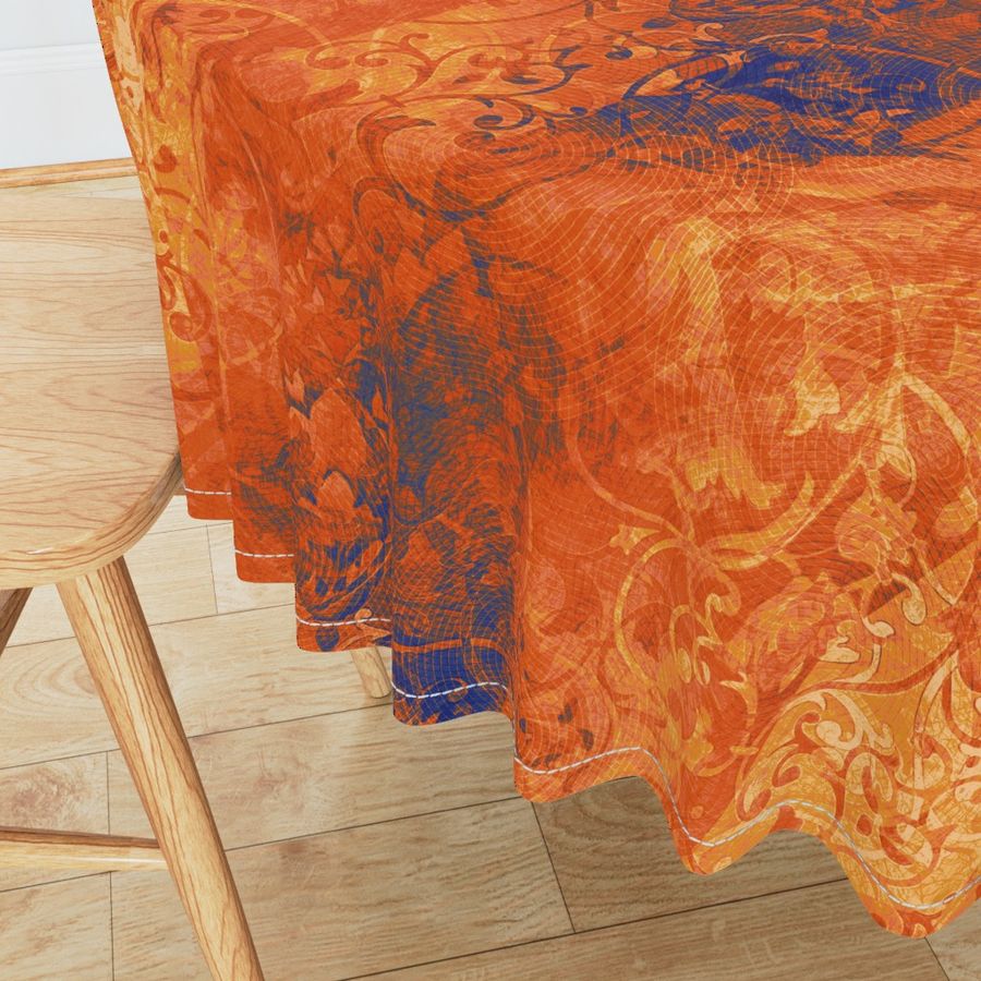 ornate_orange_blue_damask_swirl