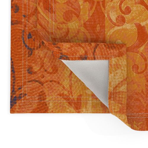 ornate_orange_blue_damask_swirl