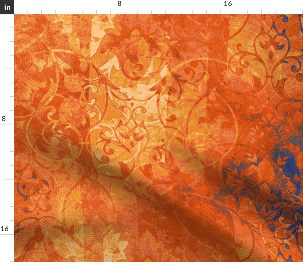 ornate_orange_blue_damask_swirl