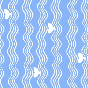 Tea Towel - Beluga whale (white on blue)