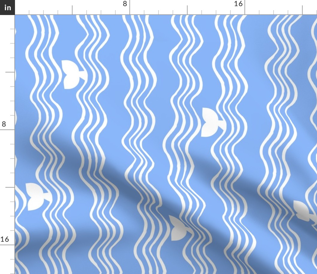 Tea Towel - Beluga whale (white on blue)