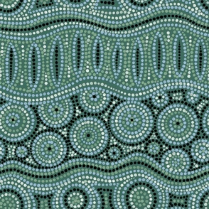 Aussie Tribal Print (limited palette- pine) 18"