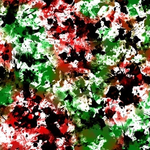 Abstract Black Red Green White with Stars