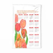 Watercolor Tulips 2022 Calendar Tea Towel