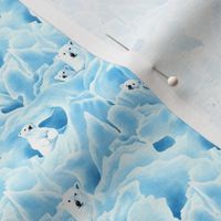 Arctic Glacier Polar Bear Family - teal tint - tiny scale 