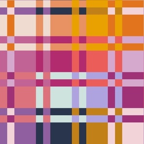 Pink, purple, yellow complex check pattern