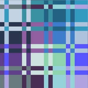 Blue, aqua complex check pattern