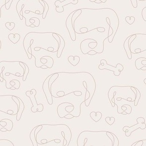 Picasso style labrador puppies dogs freehand mid-century style neutral gray on ivory