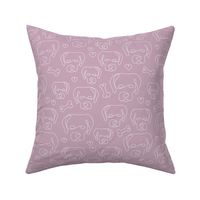 Picasso style labrador puppies dogs freehand mid-century style white on moody pink 
