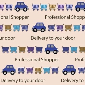 Professional shopper delivery blue car tan shopper