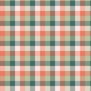 Orange||Dark Green|| Pale Green and biscuit pink check || small scale