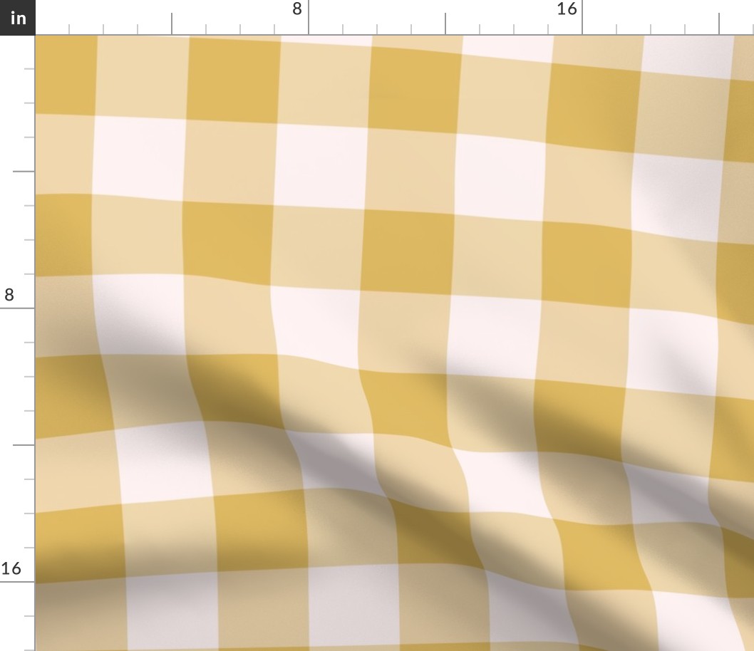 Ochre yellow and white gingham | Jumbo Large scale