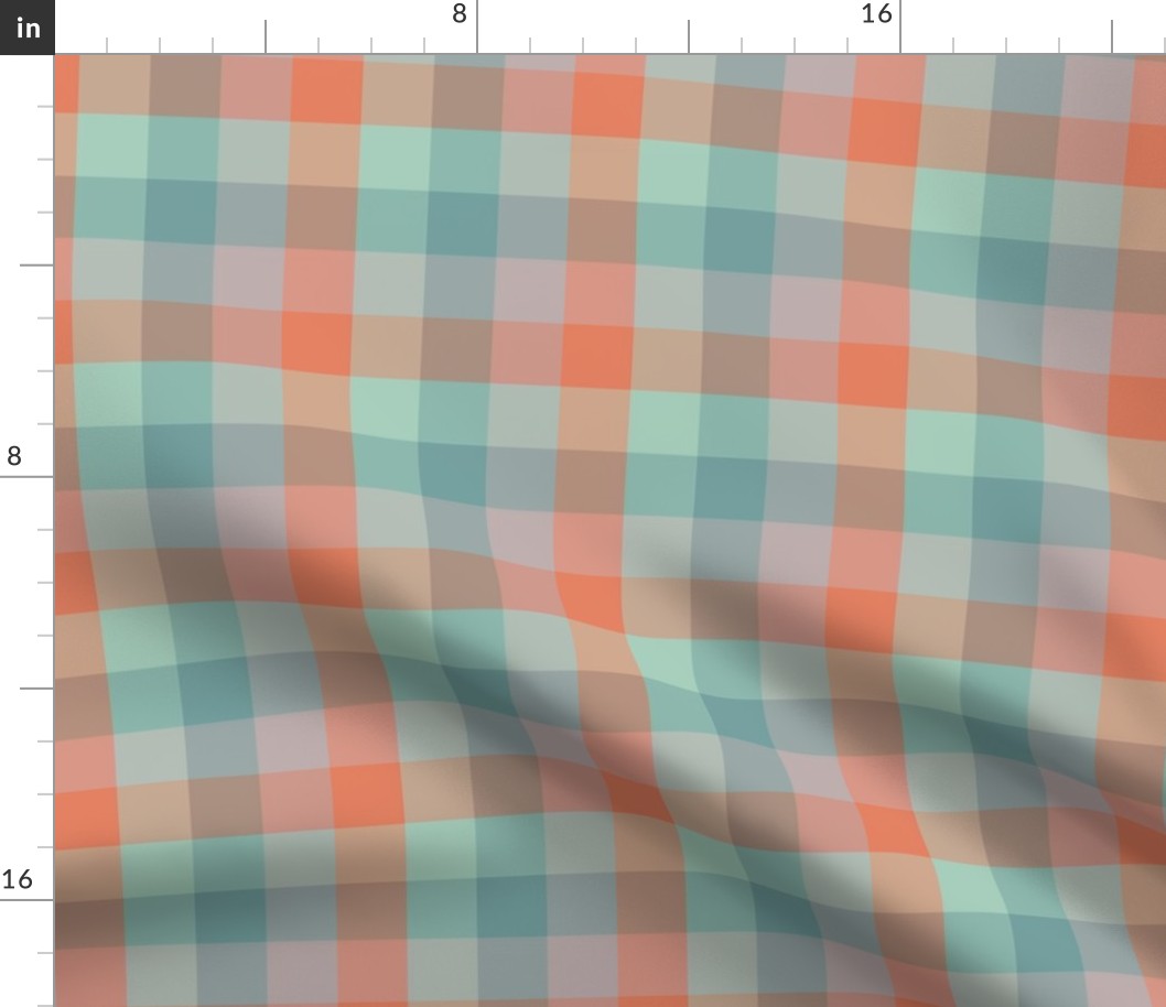Orange | Tan | Duck egg blue | and lilac grey check 
