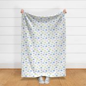 Blue and lemon sleeping baby clouds - watercolor sweet night sky pattern for nursery kids in pastel shades - closed sleepy eyes a466-2