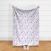 Violet sleeping baby clouds - watercolor sweet night sky pattern for nursery kids in pastel shades - closed sleepy eyes a466-8