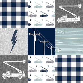 lineman patchwork - navy and dusty blue (bolt) C21