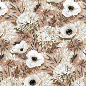 Chrysanthemums and Anemones in Autumn Neutrals - large