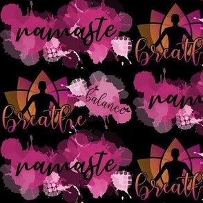 yoga quotes silhouette and watercolor splashes