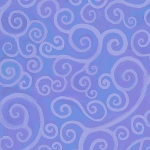 Lilac and cornflower blue Celtic spirals