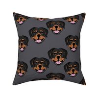 Hand drawn Rottweiler design minimalist freehand dogs illustration on purple charcoal gray LARGE