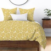 Bed Of Urchins - Nautical Sea Urchins - White Mustard Yellow Large Scale 