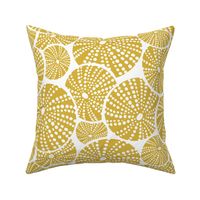 Bed Of Urchins - Nautical Sea Urchins - White Mustard Yellow Large Scale 