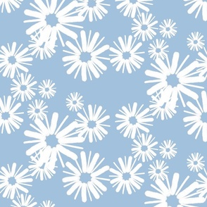 Abstract Blossom Burst sky blue and white