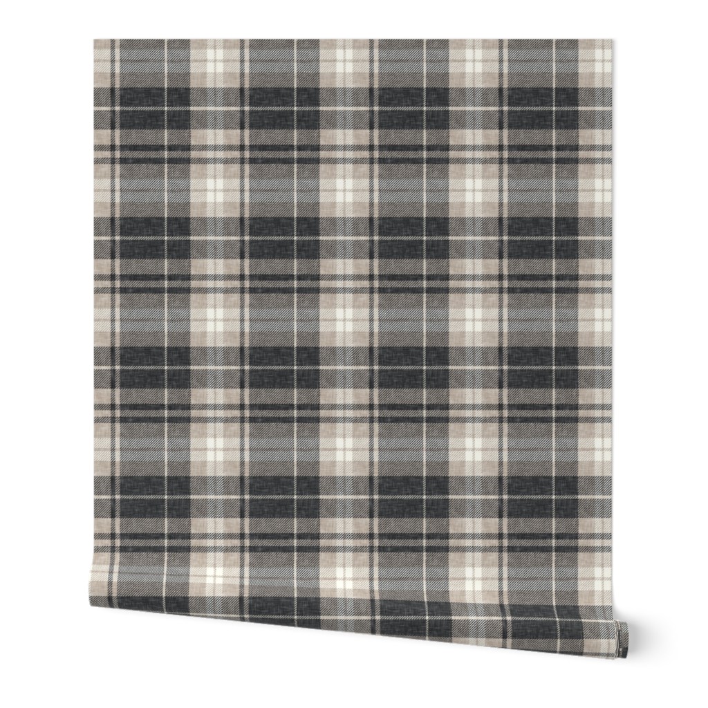 (small scale) fall plaid - fall plaid in charcoal/beige  - LAD21