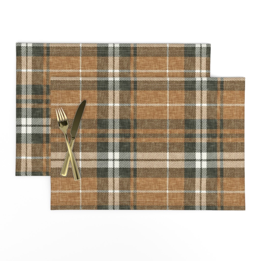 neutral plaid - fall plaid in copper/green - LAD21