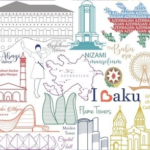 Azerbaijani cultural heritage architectural landmarks flags maps emblems and dance