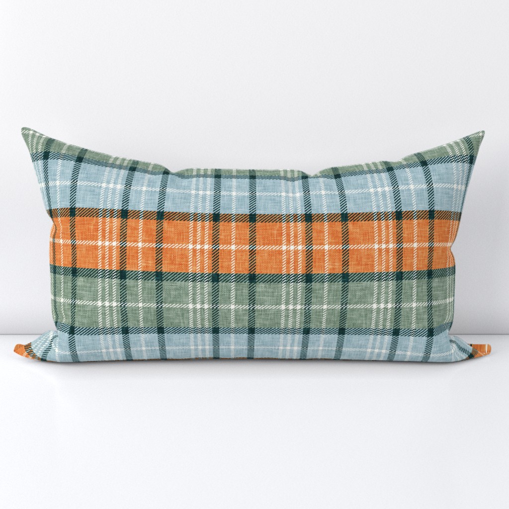 multi fall plaid - orange/sage/blue  - LAD21