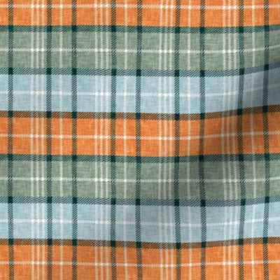 (small scale) multi fall plaid - orange/sage/blue  - LAD21