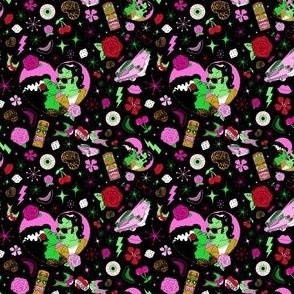 Smaller Micro  Scale - Rockabilly Monster Luau in Black + Pink