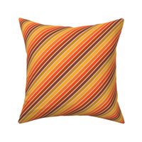 Medium Scale - Retro Diagonal Stripes in Orange Ombre